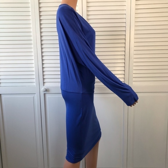 HAUTE HIPPIE Cobalt Long Sleeve Deep V-Neck Dress Size Small - Picture 5 of 10